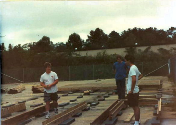John Waight directs Byron Weems and Lee Sproull during Rampage construction @ fall 1988