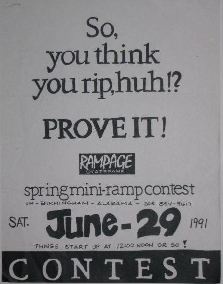 Mini-ramp contest @ June 1991 (2a 1st - Peter Karvanen 2nd - Solomon; Sponsored 1st - Jon Griffin 2nd- Tommy Little 3rd - Rob Smith)
