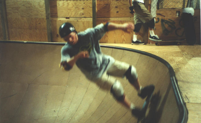 Solomon spins around the Wall Skatepark's Dizzy Bowl