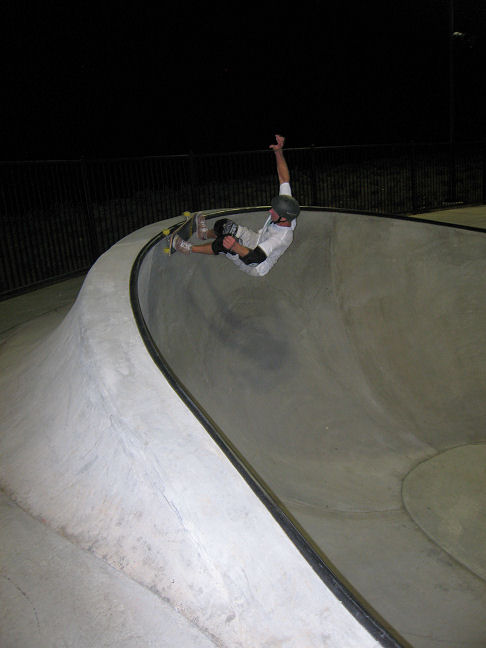 Ron grinds a frontside double-trucker on the oververt pocket!