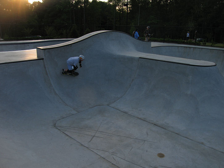 Brook Run's own, Tony, working the flow bowl on a longboard