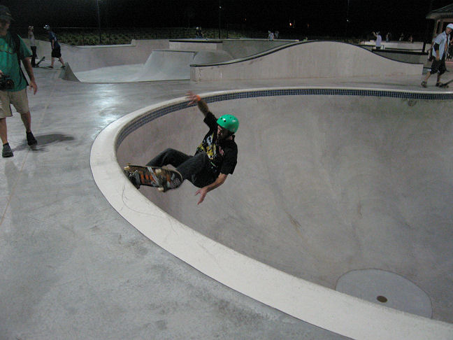 Thomas Taylor feels out the bowl with some frontside grinds