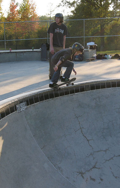 Little 9yr old Jessee dropping in and skating the bowl with us...stoked!