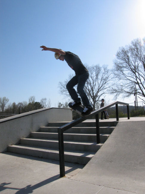 Steven k-grinds the 5 stair rail