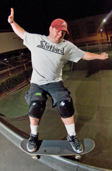 Hosey in a sweet smith stall...can't really lock a smith grind on this ramp (*photo by David Campbell)
