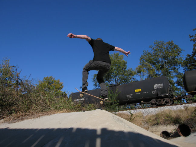 It ain't called the Train Station for nothing....Patrick Jackson hits the hip as train passes