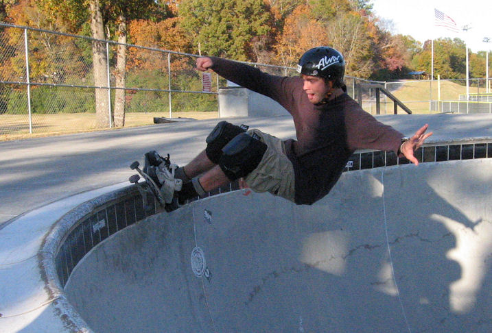 Danny does his tongue waggling frontside grind