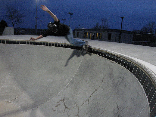 Jason backside grinds in the shallow