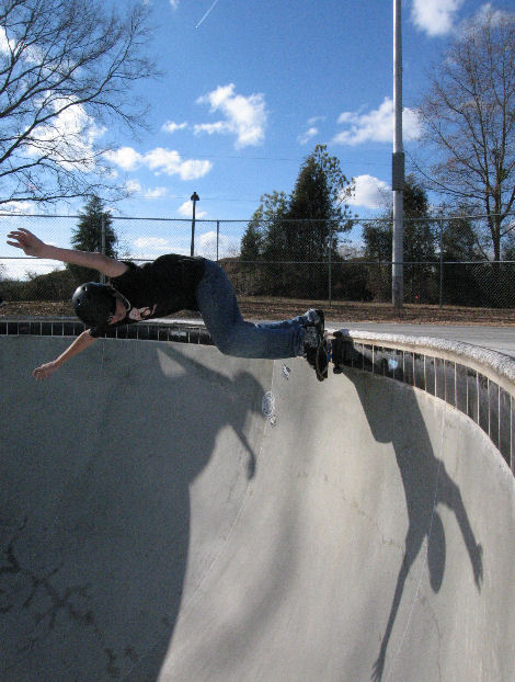 Jason learns to backside grind in the deep